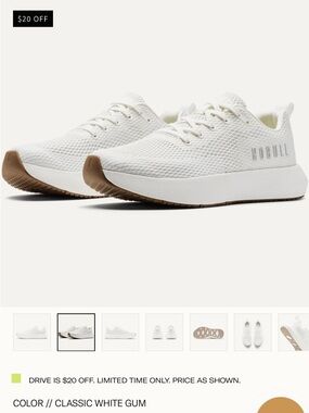 NOBULL Drive Mesh Sneaker in White Gum, size 8